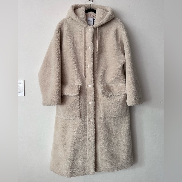 NWT Stand Studio Cream Oversized Teddy Hooded Coat - The Jessica Jacket - Picture 8 of 10